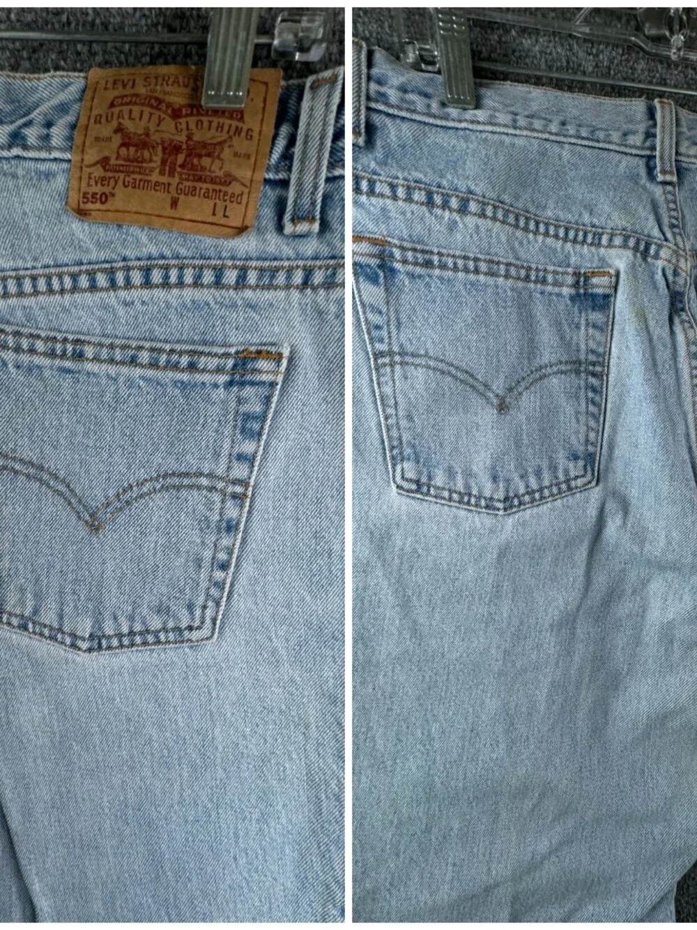 VTG 1999 Levis 550 Sz 18 (36x31.5) Reg L Relaxed Fit Light Wash Denim Jeans *